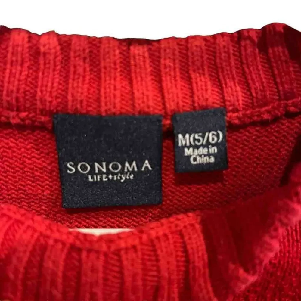 Sonoma Life + Style Red Wilderness Trail Moose Christmas Sweater Kid’s Medium